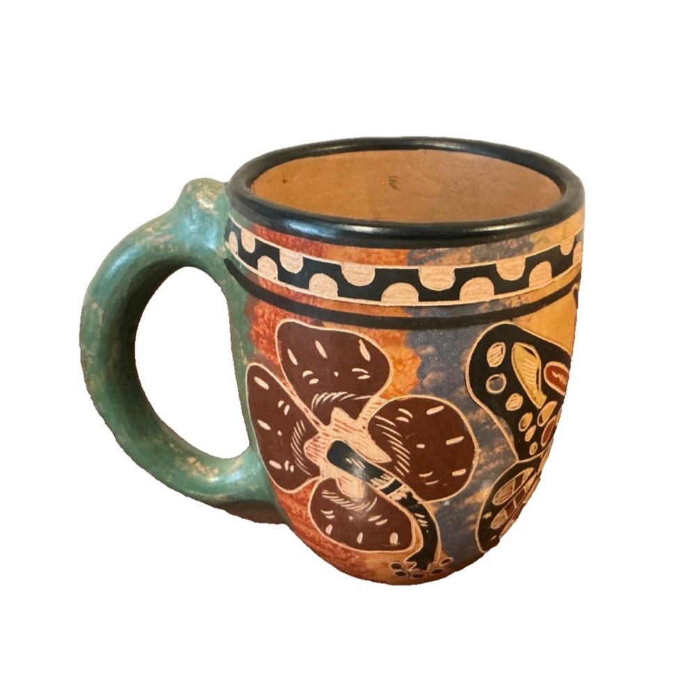 Coffee Mug Colorful Handmade Tropical Floral Design from Costa Rica